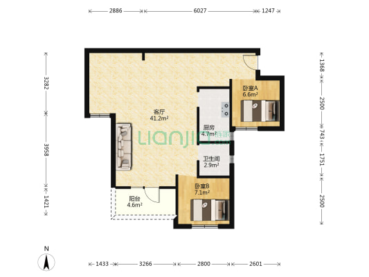 亘星·玫瑰里 2室1厅1卫 89平方