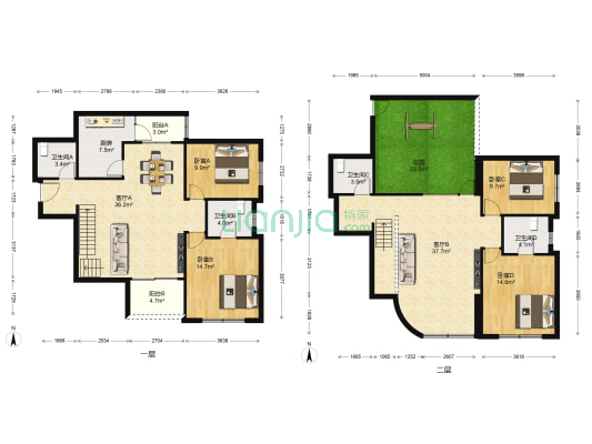 湖滨花园 4室2厅4卫 223平方