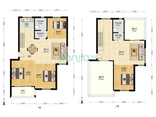 栎斜新村 4室2厅4卫 154平方