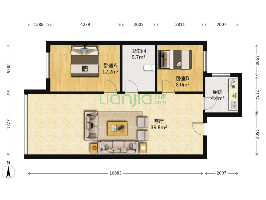 江左之星 2室1厅1卫 101平方