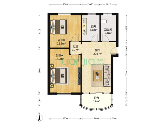 馨园小区 2室1厅1卫 82平方