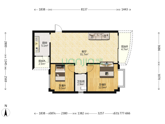 居祥楼 2室1厅1卫 80平方