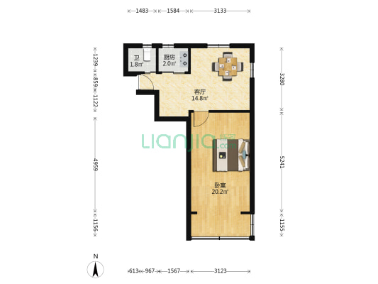 庆华四村 1室1厅1卫 51平方
