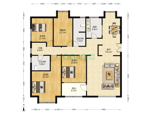 渤龙观湖湾 3室1厅2卫 183平方