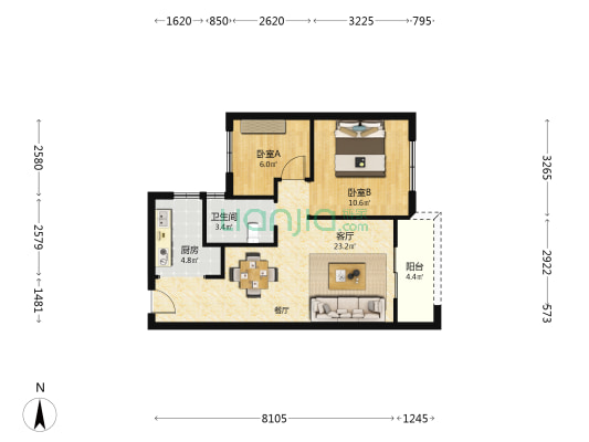 武汉碧桂园公园里 2室1厅1卫 75平方