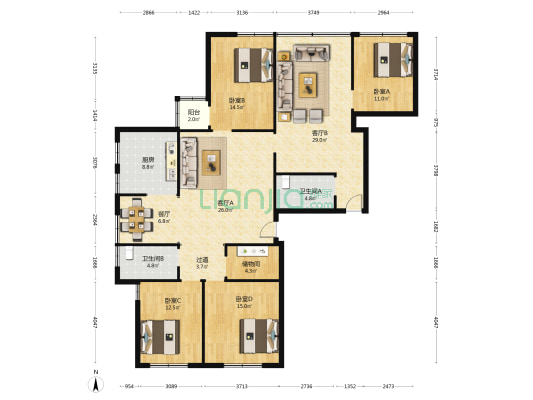 水木清华(昌乐县) 4室3厅2卫 197平方