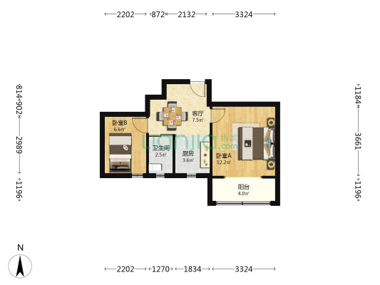 石化十三村(金山) 2室1厅1卫 44平方