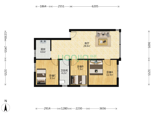 广盛街三巷 3室1厅1卫 79平方
