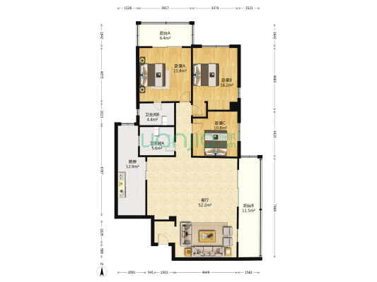 莲兴苑 3室1厅2卫 158平方