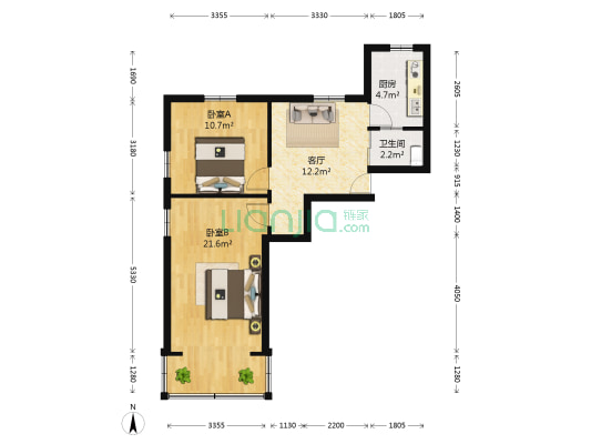 太平桥 2室1厅1卫 60平方