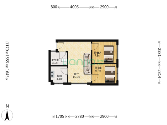 5号线丹鹤站 买一套得两套 阁楼已隔 单价低 位置方便-户型图