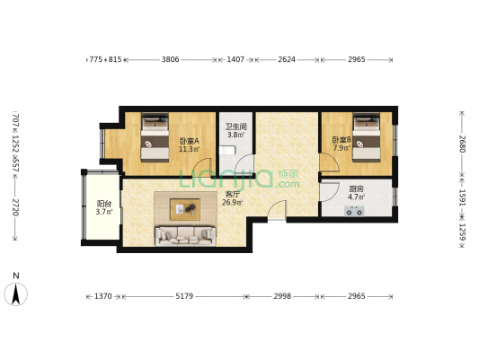 成熟社区，生活，交通便利，格局好，住着舒服-户型图