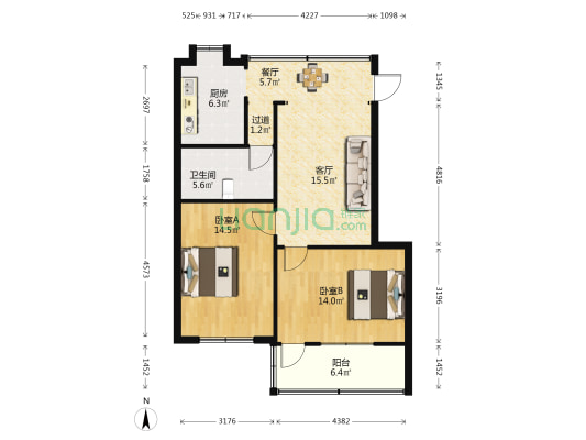 带湖路22号 2室2厅1卫 78平方