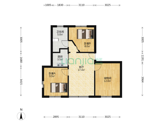 李闸路 2室1厅1卫 87平方