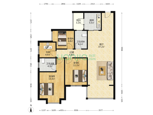 保利茉莉公馆 4室1厅2卫 124平方