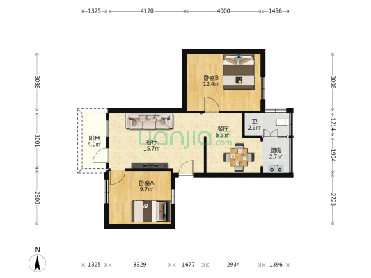 卫宁路 2室2厅1卫 64平方