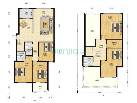 三福花园 5室1厅3卫 123平方