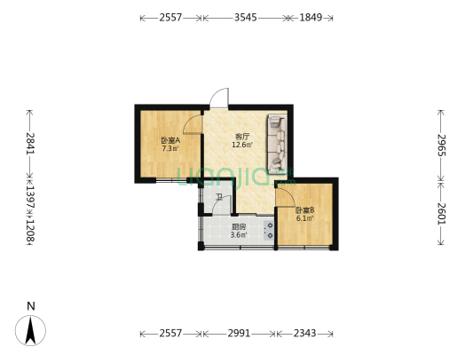 达香榭丽都 2室1厅1卫 36平方