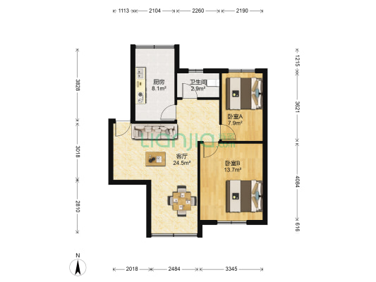 人口学校宿舍 2室1厅1卫 67平方