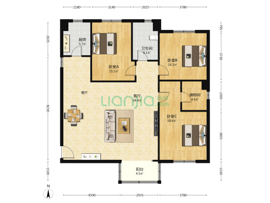 申银发展大厦 3室1厅1卫 174平方