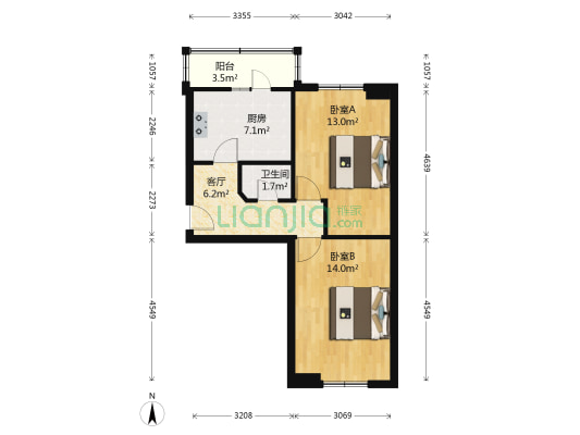 宾馆路 2室1厅1卫 55平方