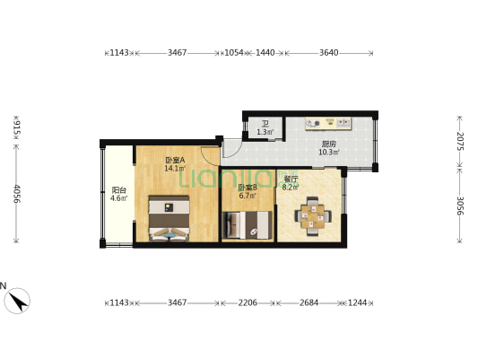 学道街28号院 2室1厅1卫 52平方