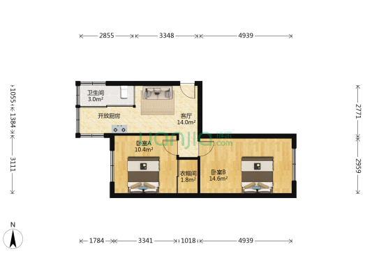 向山巷 2室1厅1卫 59平方