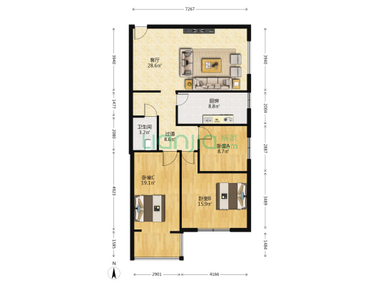 陇商国际 3室1厅1卫 119平方