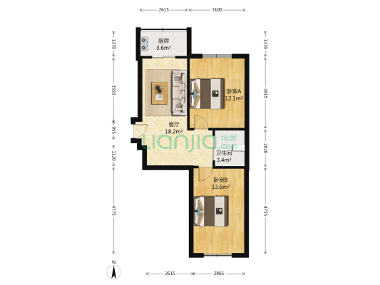 和泰红枫园 2室1厅1卫 68平方