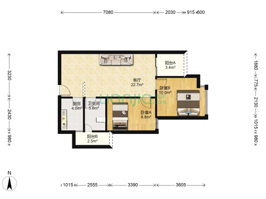 诚丰水晶座 2室1厅1卫 72平方