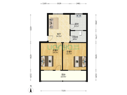 华骏车辆厂家属院 2室1厅1卫 85平方