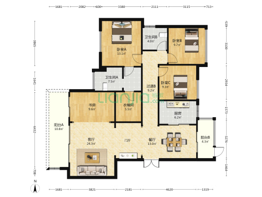 中铁建西派国樾3号地（二期、五期） 4室2厅2卫 150平方