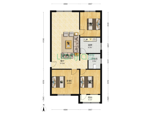 解放东路10号 3室1厅1卫 110平方