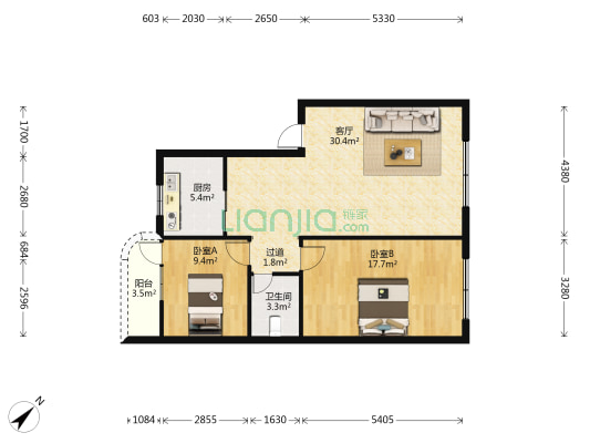 龙兴公寓 2室1厅1卫 82平方
