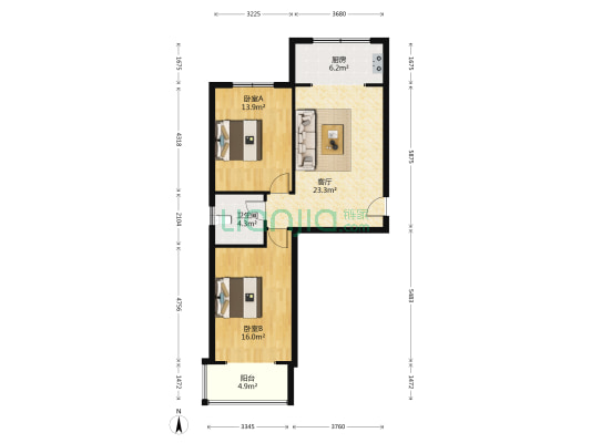 义堂新村 2室1厅1卫 84平方