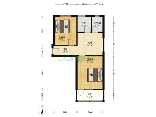 屯溪路59号 2室1厅1卫 52平方