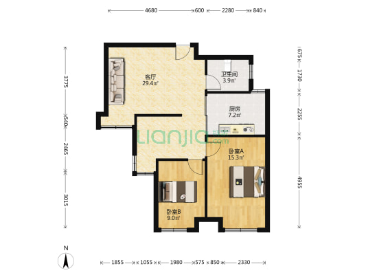 煌庭棕榈湾西区 2室1厅1卫 85平方