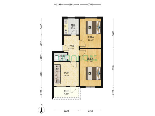 健康路税务局家属楼 2室1厅1卫 61平方