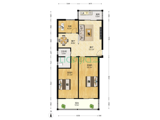 粮食局家属楼新楼 3室2厅1卫 117平方