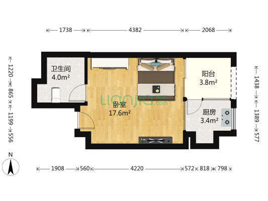 雪域澜庭A1区 1室0厅1卫 44平方