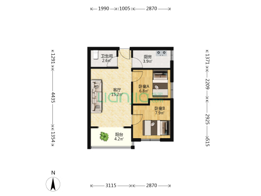 人和花园A区 2室1厅1卫 51平方