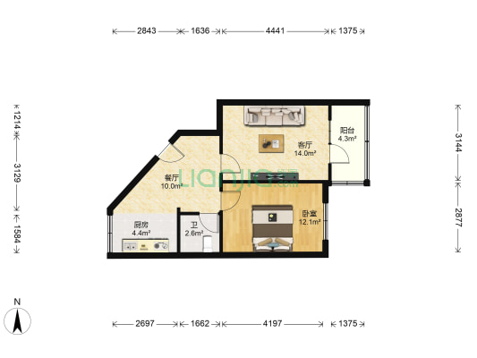 兰铁工程总公司和平小区 1室2厅1卫 62平方