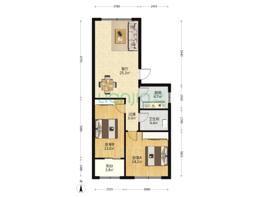 古治街71号 2室1厅1卫 85平方