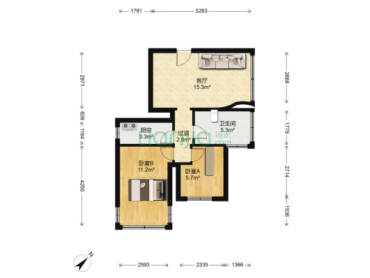 明珠东苑 2室1厅1卫 62平方