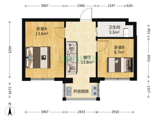 基隆小区 2室1厅1卫 56平方