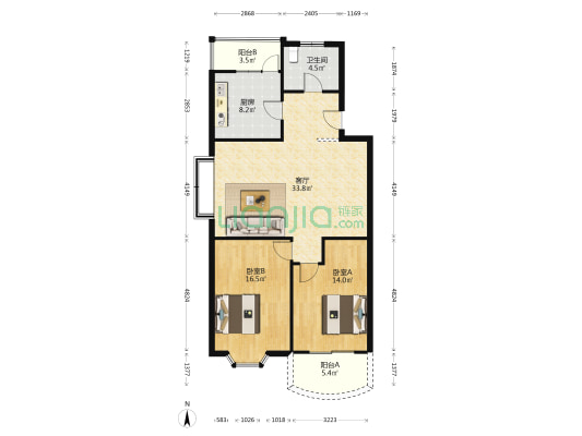 凯鑫苑 2室1厅1卫 99平方