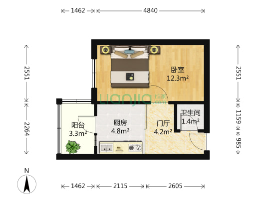 宣庆街 1室0厅1卫 32平方
