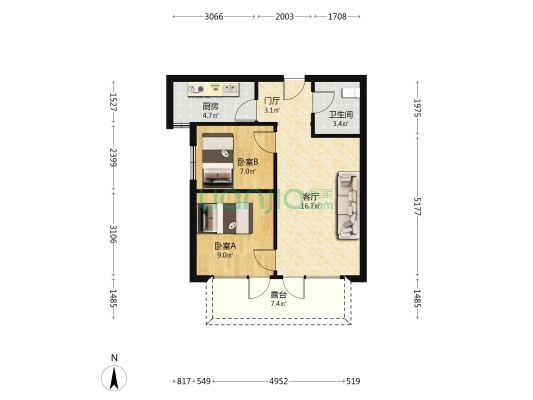 荣盛阿尔卡迪亚霸州温泉城 2室1厅1卫 88平方