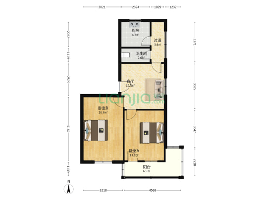 供电南村 2室1厅1卫 74平方
