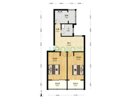 青年西路76号 2室1厅1卫 70平方